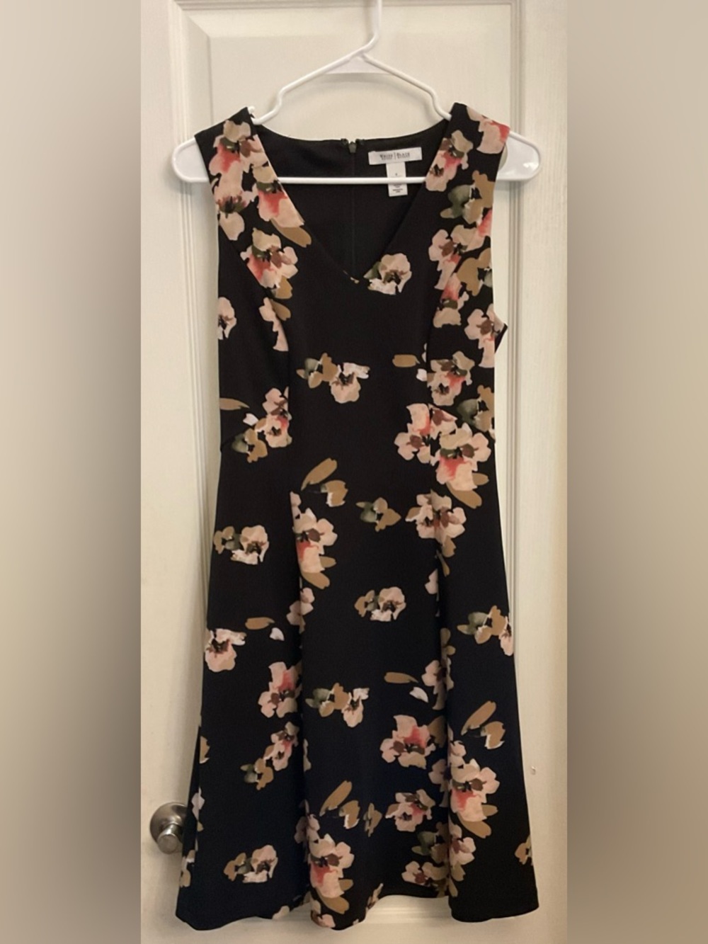 White House Black Market Black Floral Midi Dress